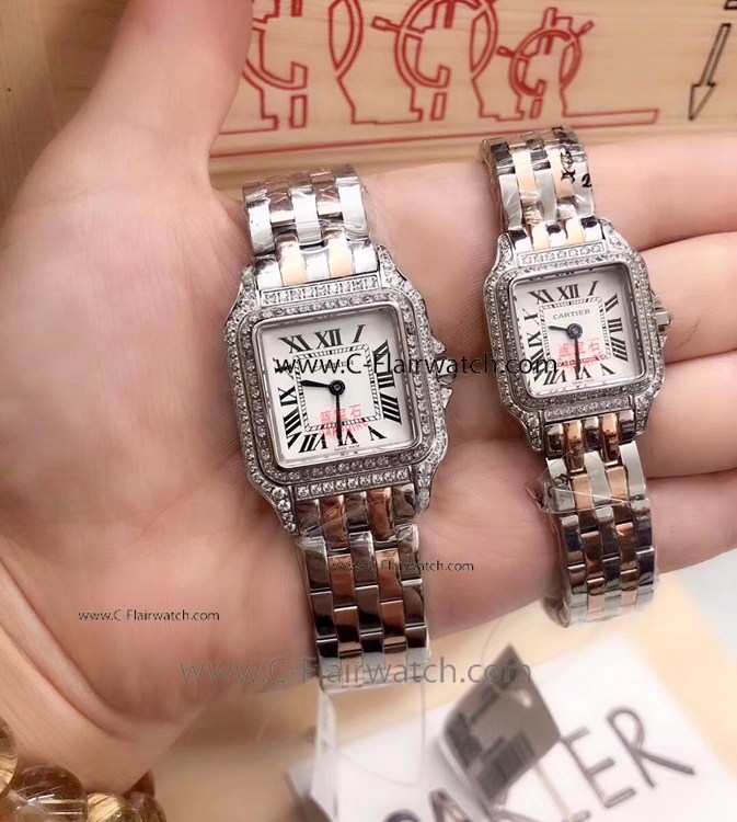 Women's Fake Cartier Watch 2-Tone Rose Gold Case Women's Fake Cartier Watch 2-Tone Rose Gold Case